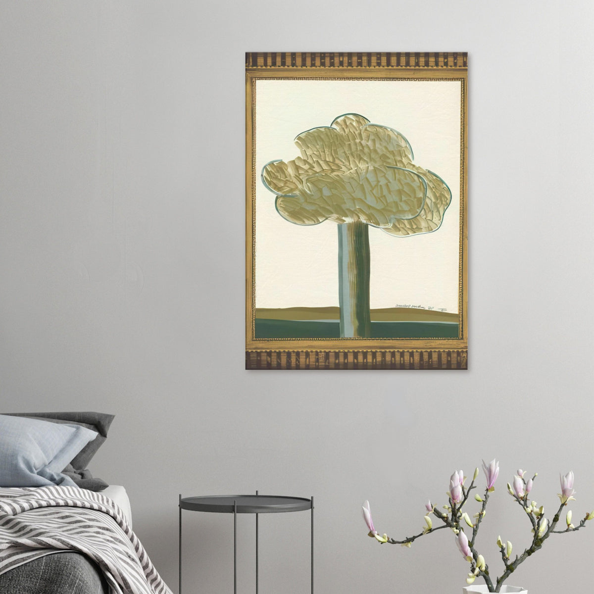 David Hockney, Gold-Framed Landscape No. 2, landscape within an ornate gold frame, canvas print