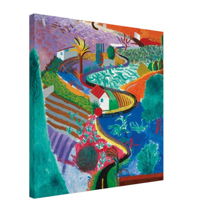 David Hockney, Nichols Canyon, colourful California landscape with a winding road, canvas print, 70 × 100 cm (28 × 40 in)