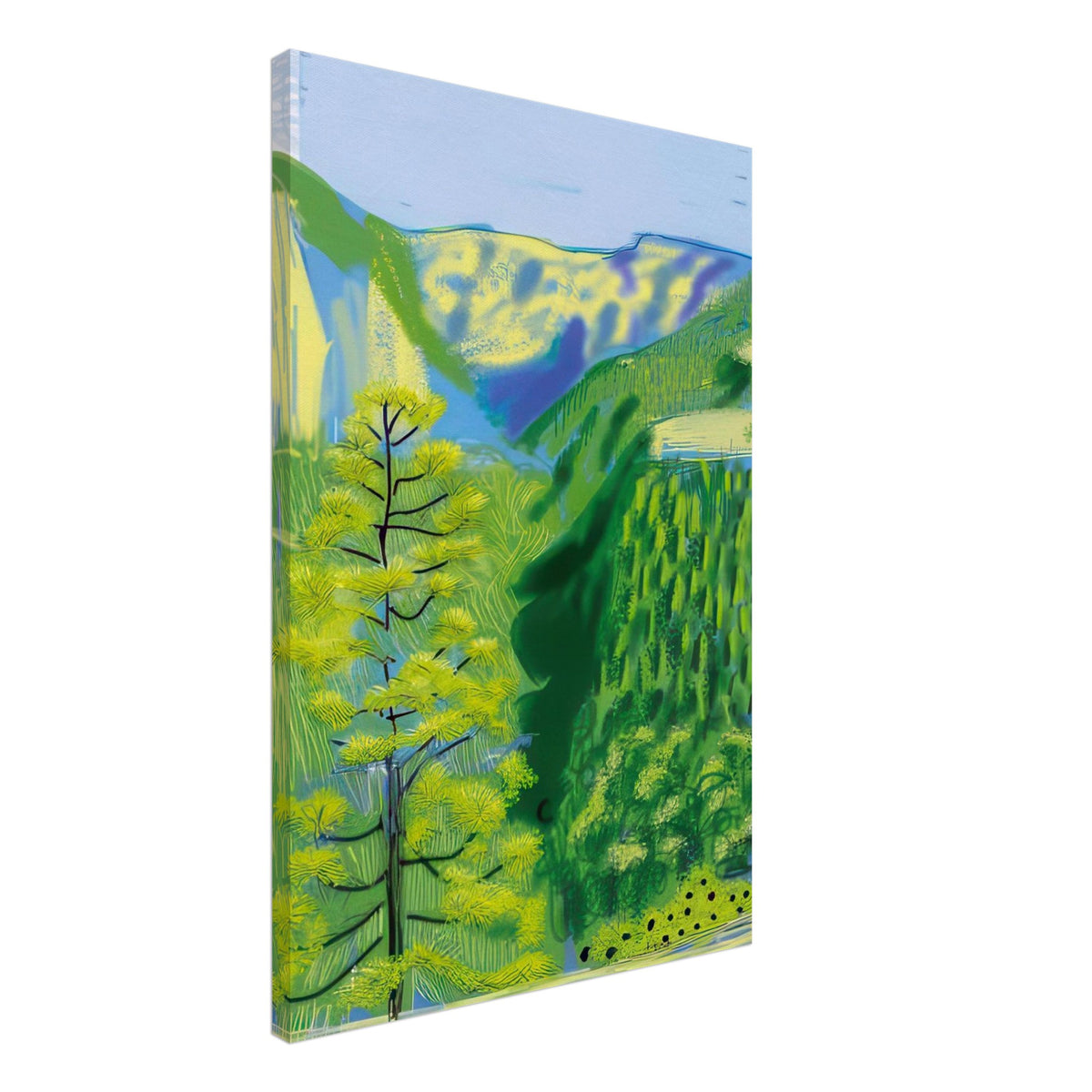 David Hockney, The Yosemite Suite, Yosemite mountains and lush green forests, canvas print, 60 × 75 cm (24 × 30 in)