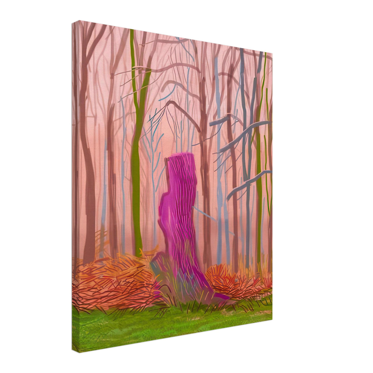David Hockney, The Arrival of Spring (15 March), woodland path and budding trees, canvas print, 30 × 30 cm (12 × 12 in)
