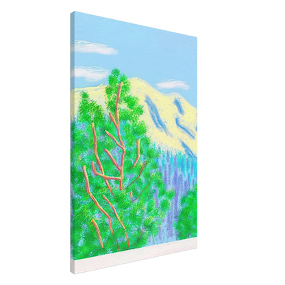 David Hockney, The Yosemite Suite, Yosemite mountains and lush green forests, canvas print, 50 × 50 cm (20 × 20 in)