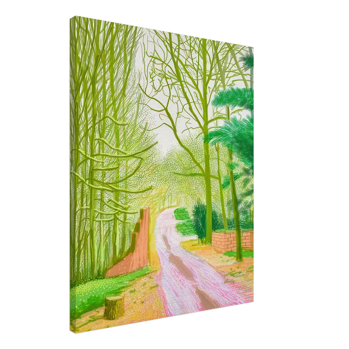 David Hockney, The Arrival of Spring (15 March), woodland path and budding trees, canvas print, 60 × 80 cm (24 × 32 in)