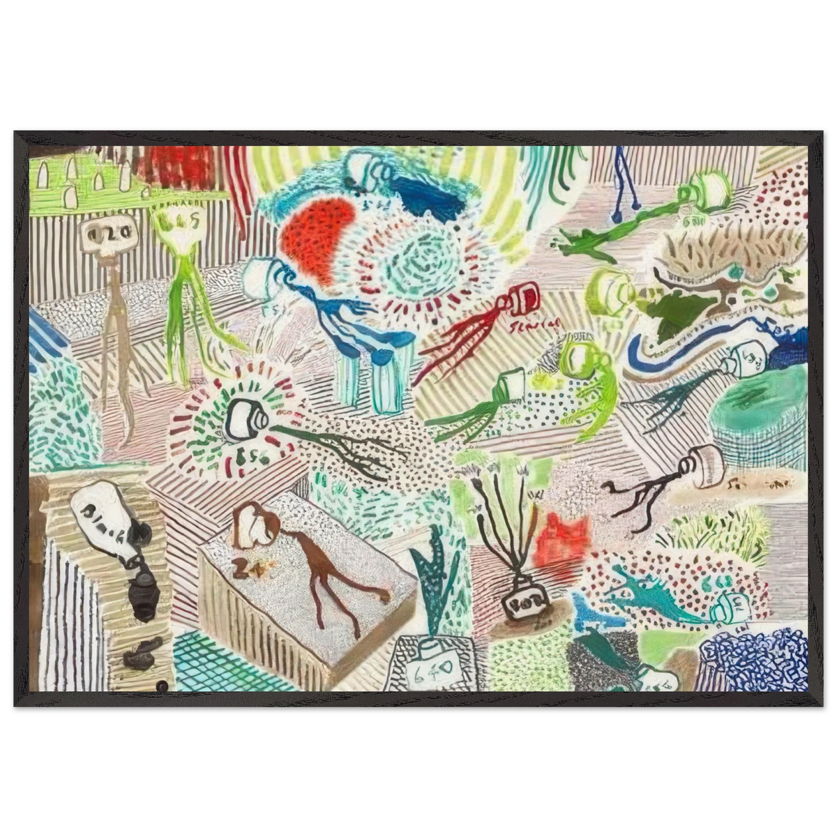 Spilt Ink by David Hockney 70x100 cm / 28x40″ inches Framed Art Print – Black Wooden Frame