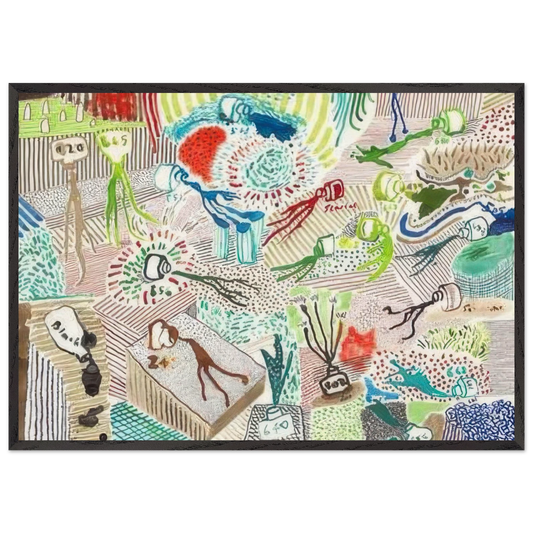 Spilt Ink by David Hockney 70x100 cm / 28x40″ inches Framed Art Print – Black Wooden Frame