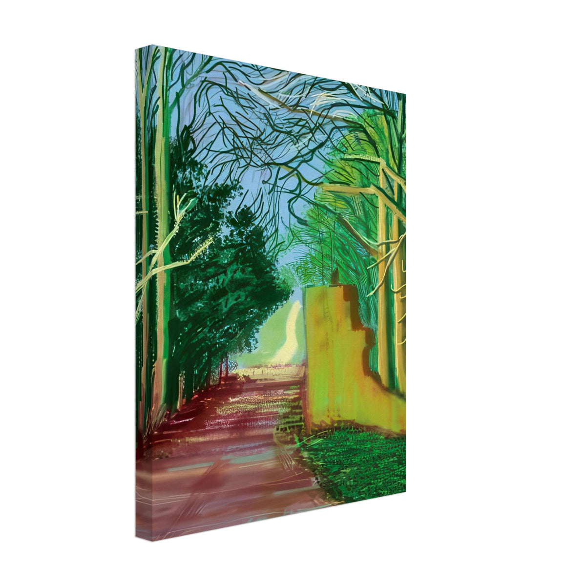 David Hockney, The Arrival of Spring (15 March), woodland path and budding trees, canvas print, 30 × 30 cm (12 × 12 in)