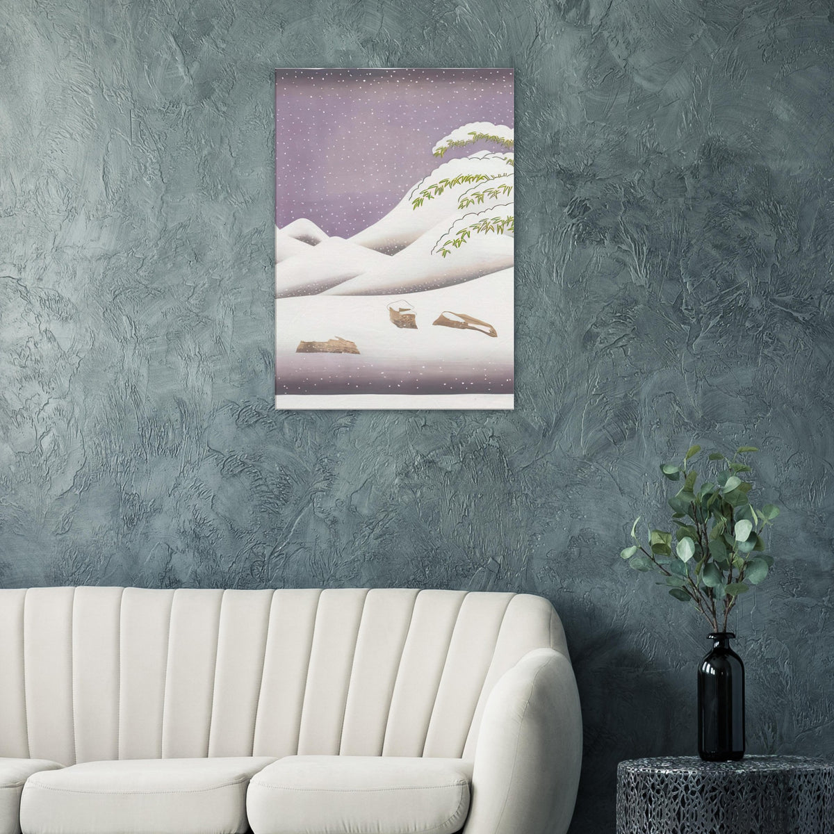 David Hockney, Snow, rolling snowy hills and snow-covered branches, canvas print