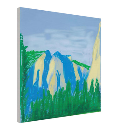 David Hockney, The Yosemite Suite, Yosemite mountains and lush green forests, canvas print, 50 × 50 cm (20 × 20 in)