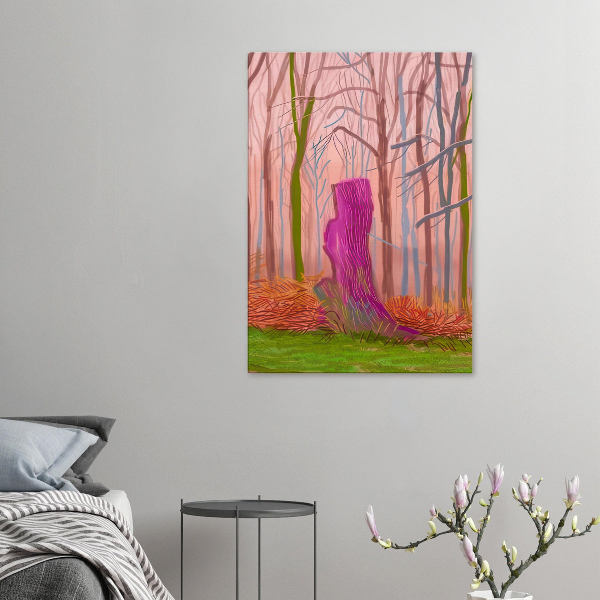 David Hockney, The Arrival of Spring (15 March), woodland path and budding trees, canvas print