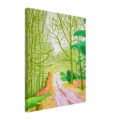 David Hockney, The Arrival of Spring (15 March), woodland path and budding trees, canvas print, 27 × 35 cm (11 × 14 in)