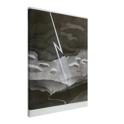 David Hockney, Lightning, monochrome valley beneath a thunderstorm, canvas print, 50 × 60 cm (20 × 24 in)