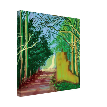 David Hockney, The Arrival of Spring (15 March), woodland path and budding trees, canvas print, 40 × 40 cm (16 × 16 in)