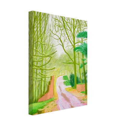 David Hockney, The Arrival of Spring (15 March), woodland path and budding trees, canvas print, 60 × 90 cm (24 × 36 in)