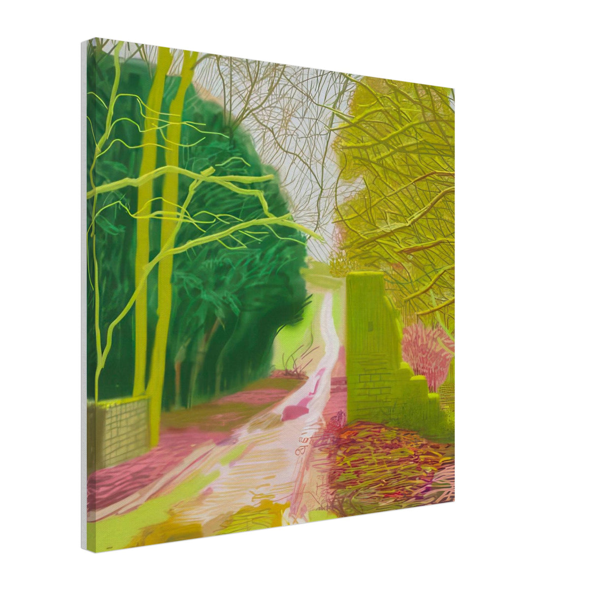 The Arrival of Spring in Woldgate, 15 March — David Hockney canvas print of a woodland path, 70 × 100 cm (28 × 40 in).