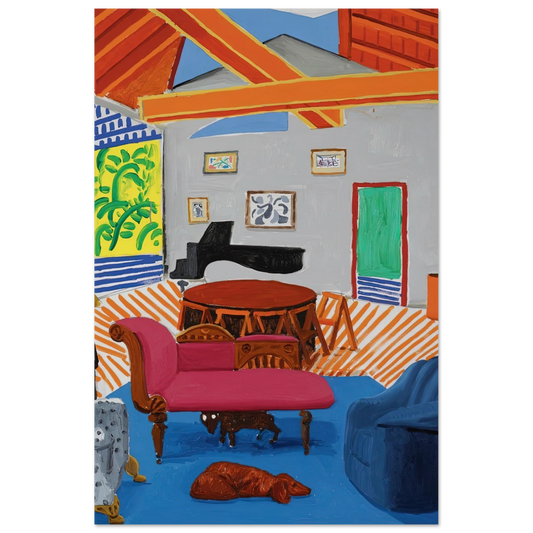 David Hockney Montcalm Interior with 2 Dogs poster