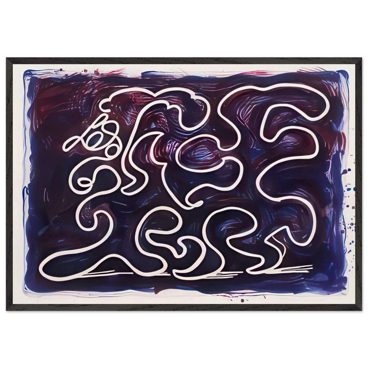 White Lines Dancing In Printing Ink by David Hockney Framed Art Print – Black Wooden Frame