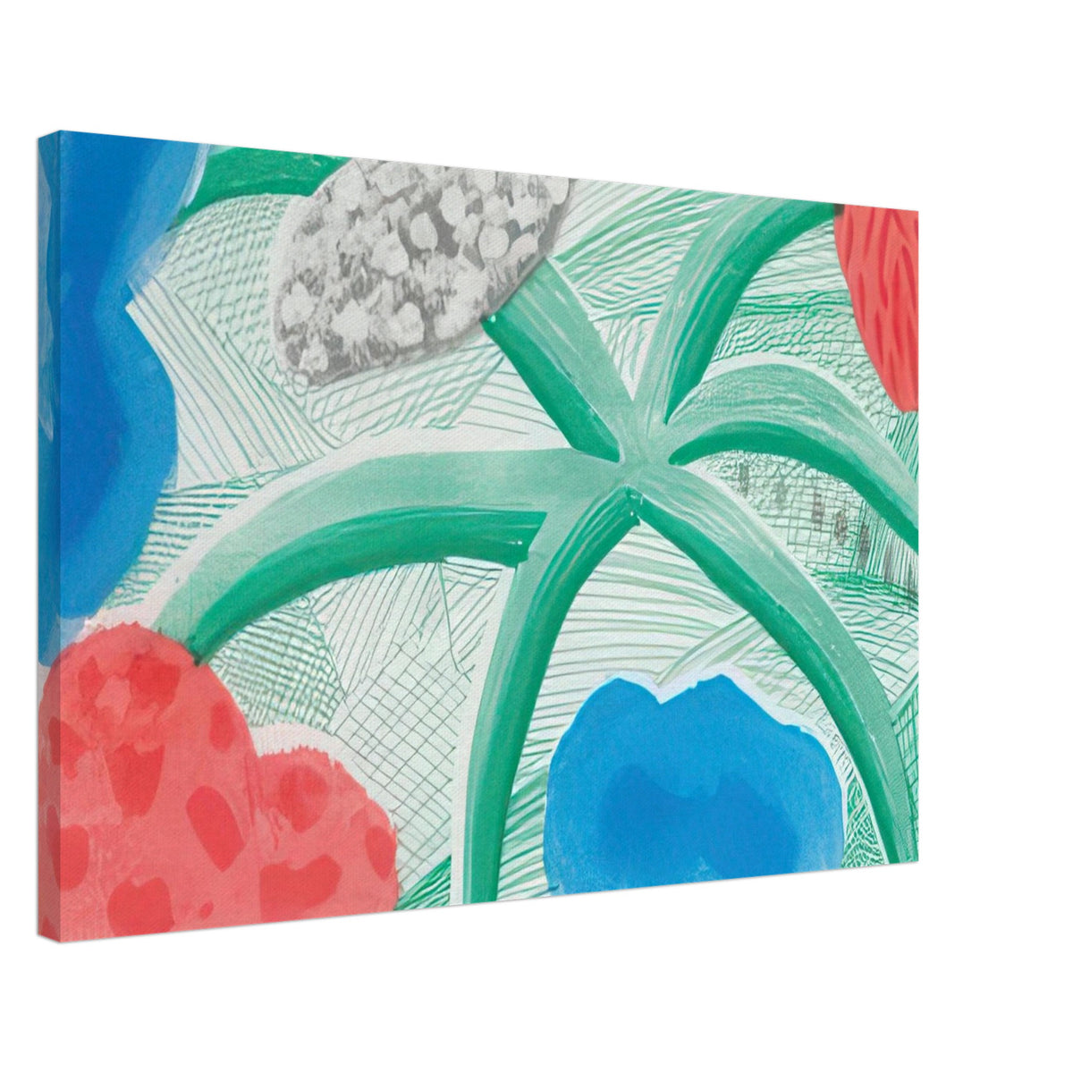 David Hockney canvas print of Landscape With A Plant, July 1986, associated with Hockney's experiments using colour-copy technology, size 50 × 75 cm (20 × 30 in).