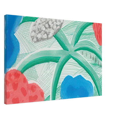 David Hockney canvas print of Landscape With A Plant, July 1986, associated with Hockney's experiments using colour-copy technology, size 50 × 75 cm (20 × 30 in).