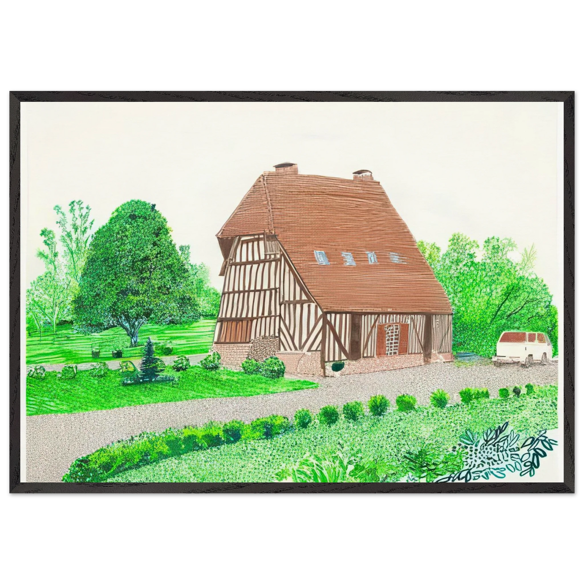 In Front Of House Looking West - Signed Print by David Hockney 70x100 cm