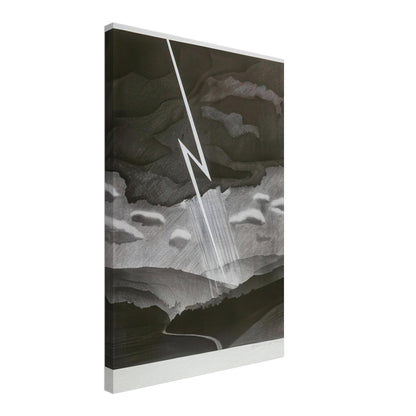 David Hockney, Lightning, monochrome valley beneath a thunderstorm, canvas print, 60 × 80 cm (24 × 32 in)