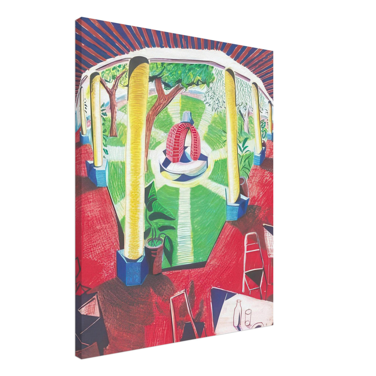 David Hockney, Hotel Acatlán Courtyard, canvas print, 50 × 70 cm (20 × 28 in)