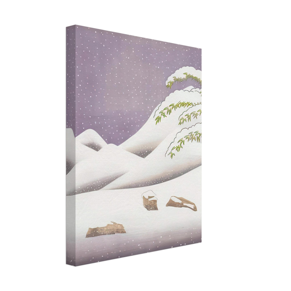 David Hockney, Snow, rolling snowy hills and snow-covered branches, canvas print, 27 × 35 cm (11 × 14 in)