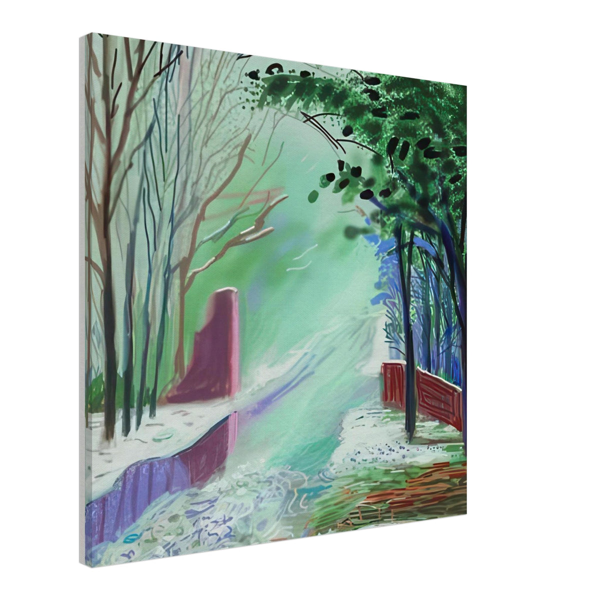 The Arrival of Spring in Woldgate, 15 March — David Hockney canvas print of a woodland path, 45 × 60 cm (18 × 24 in).