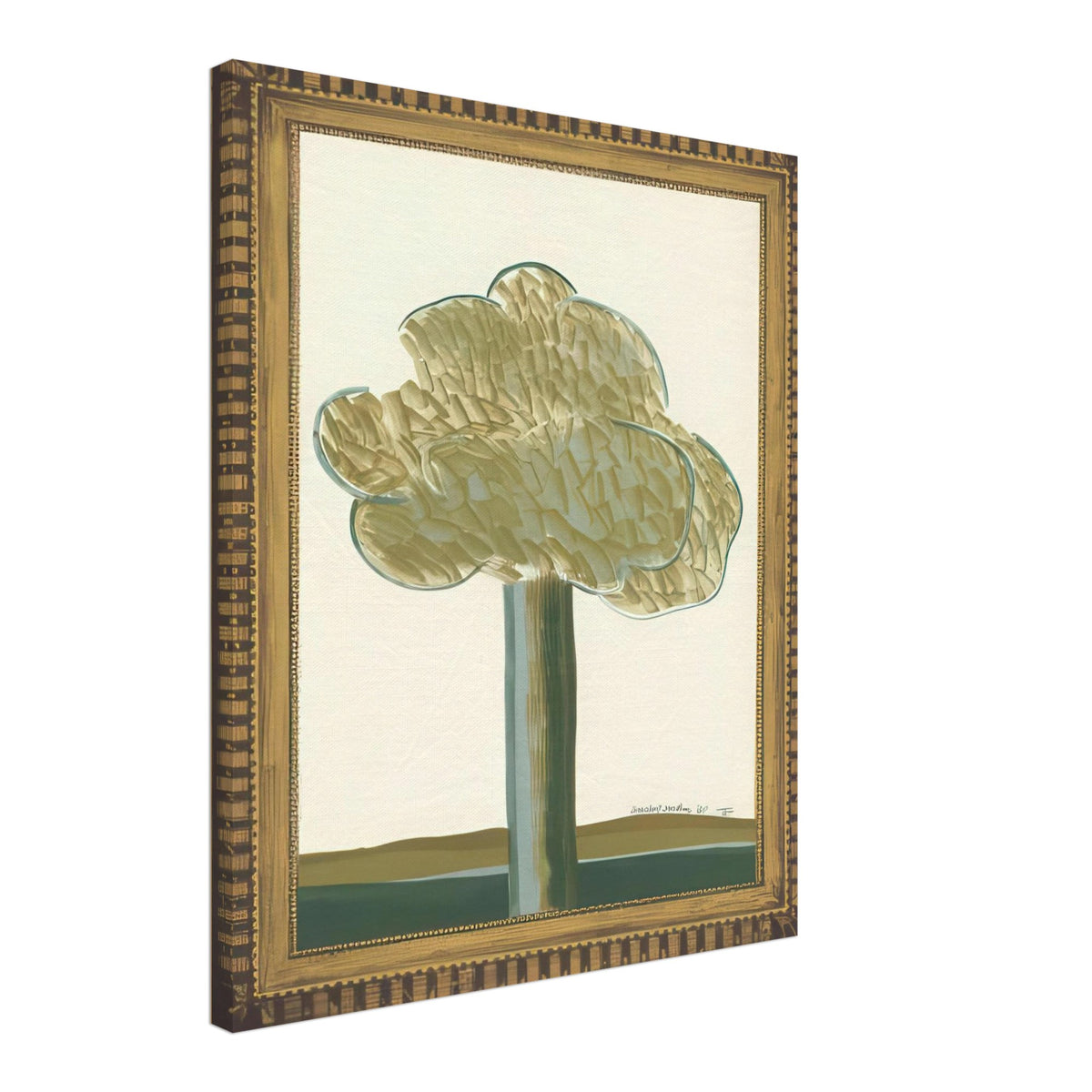 David Hockney, Gold-Framed Landscape No. 2, landscape within an ornate gold frame, canvas print, 45 × 60 cm (18 × 24 in)