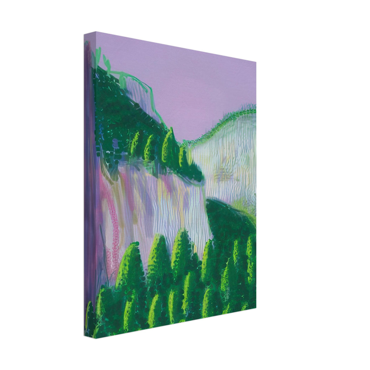 David Hockney, The Yosemite Suite, Yosemite mountains and lush green forests, canvas print, 40 × 60 cm (16 × 24 in)