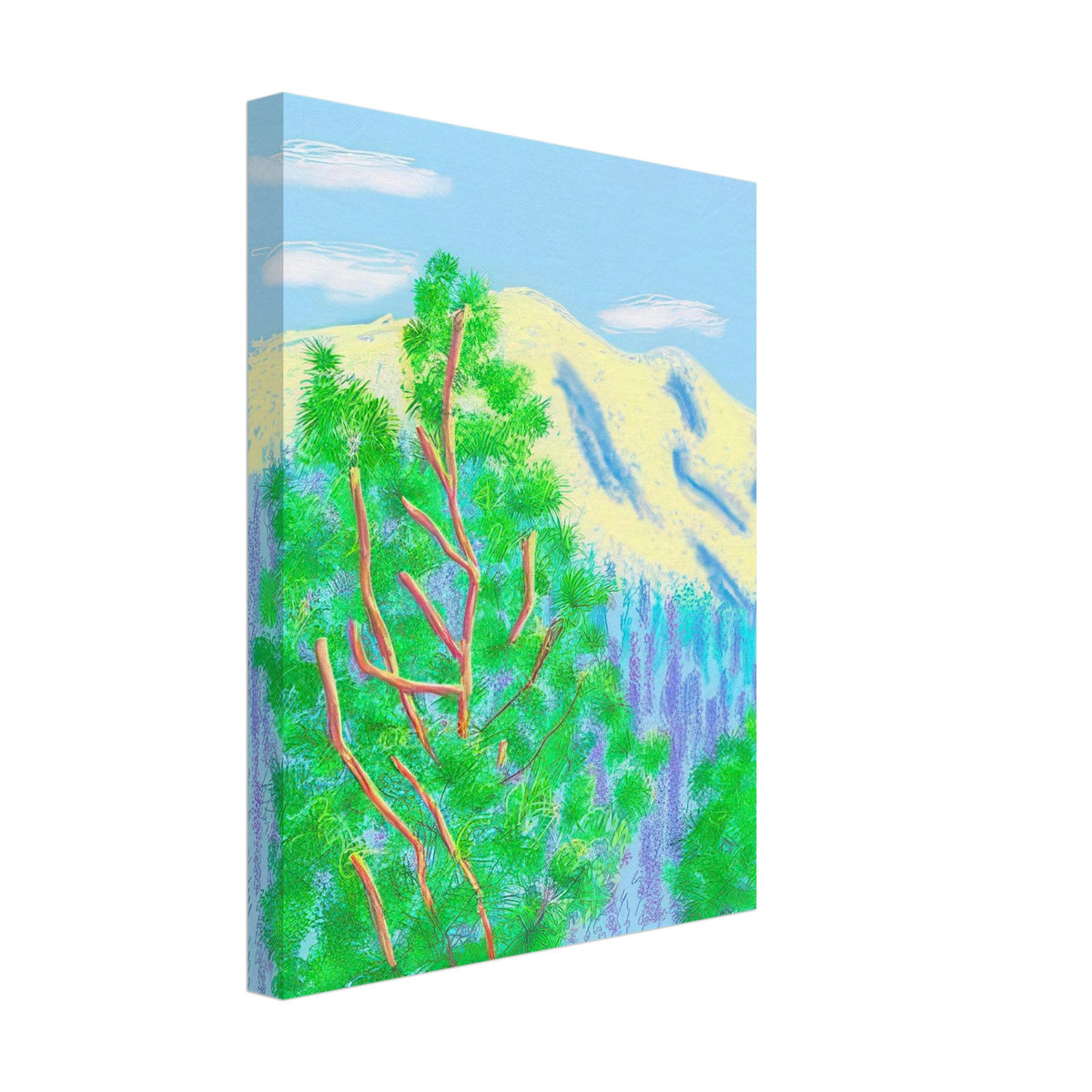 David Hockney, The Yosemite Suite, Yosemite mountains and lush green forests, canvas print, 30 × 30 cm (12 × 12 in)