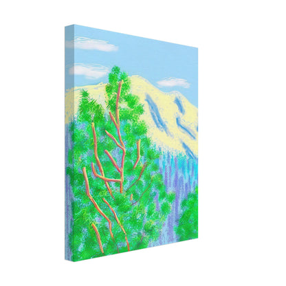David Hockney, The Yosemite Suite, Yosemite mountains and lush green forests, canvas print, 30 × 30 cm (12 × 12 in)