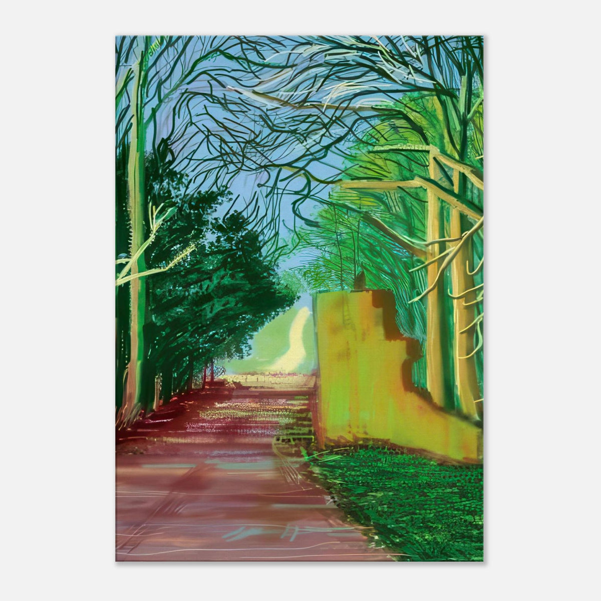 David Hockney, The Arrival of Spring (15 March), woodland path and budding trees, canvas print