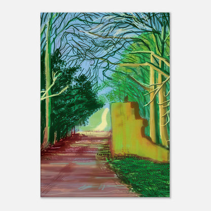 David Hockney, The Arrival of Spring (15 March), woodland path and budding trees, canvas print