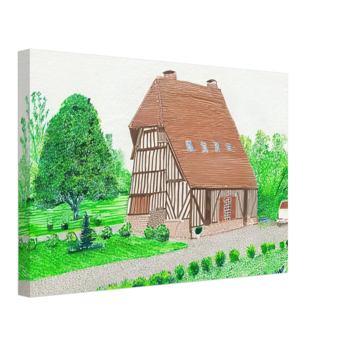 In Front Of House Looking West by David Hockney, canvas print showing Normandy country house, garden and lush greenery, 60 × 90 cm (24 × 36 in).