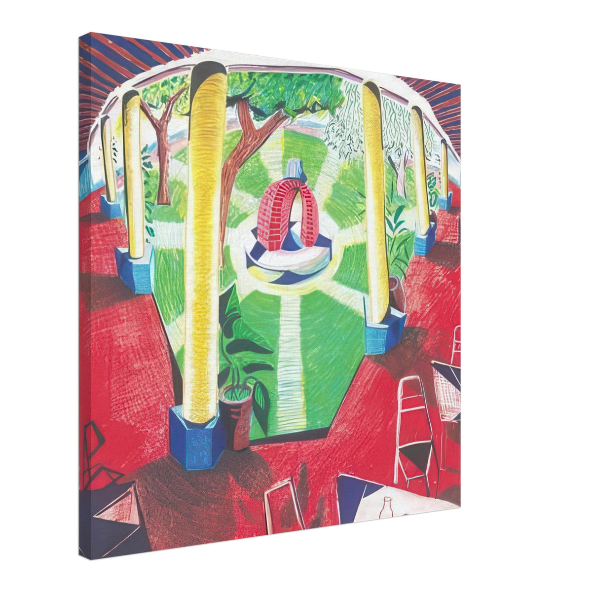 David Hockney, Hotel Acatlán Courtyard, canvas print, 60 × 80 cm (24 × 32 in)