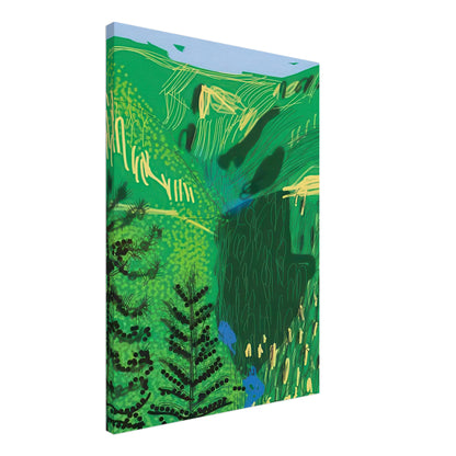 David Hockney, The Yosemite Suite, Yosemite mountains and lush green forests, canvas print, 50 × 50 cm (20 × 20 in)