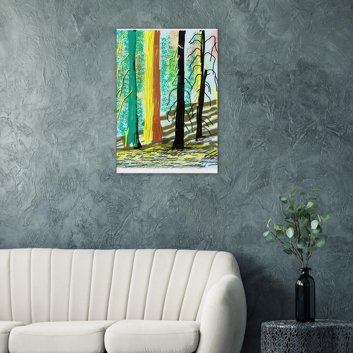 David Hockney, The Yosemite Suite, Yosemite mountains and lush green forests, canvas print