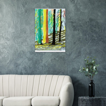 David Hockney, The Yosemite Suite, Yosemite mountains and lush green forests, canvas print