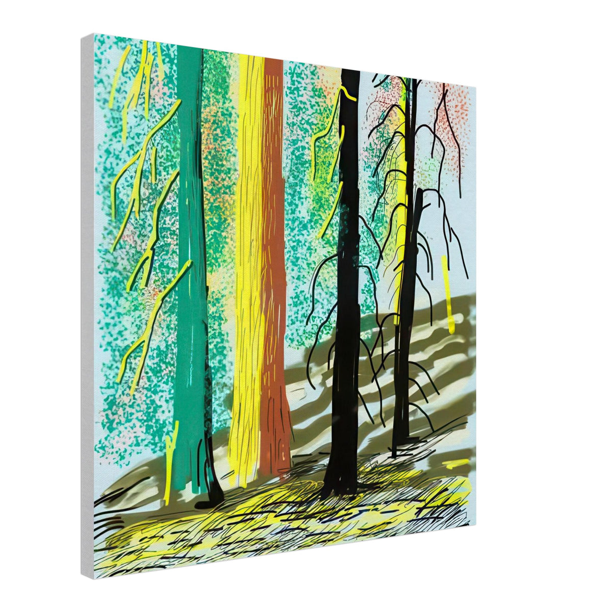 David Hockney, The Yosemite Suite, Yosemite mountains and lush green forests, canvas print, 70 × 100 cm (28 × 40 in)