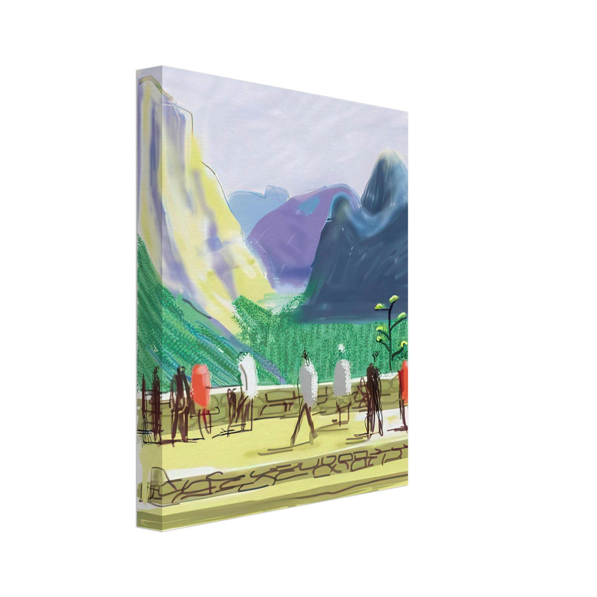 David Hockney, The Yosemite Suite 15, mountains and lush green forest, canvas print, 40 × 40 cm (16 × 16 in)
