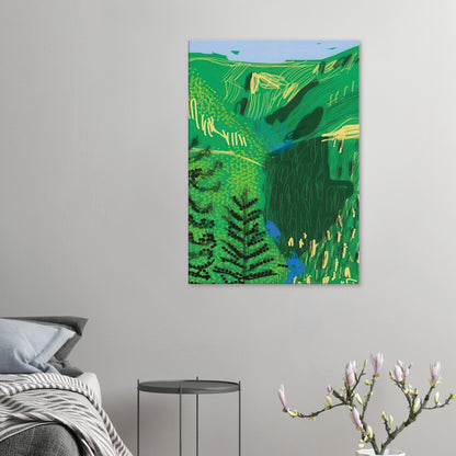David Hockney, The Yosemite Suite, Yosemite mountains and lush green forests, canvas print