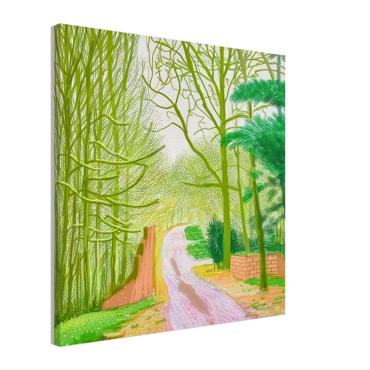 David Hockney, The Arrival of Spring (15 March), woodland path and budding trees, canvas print, 30 × 30 cm (12 × 12 in)