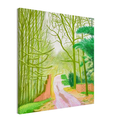 David Hockney, The Arrival of Spring (15 March), woodland path and budding trees, canvas print, 30 × 30 cm (12 × 12 in)