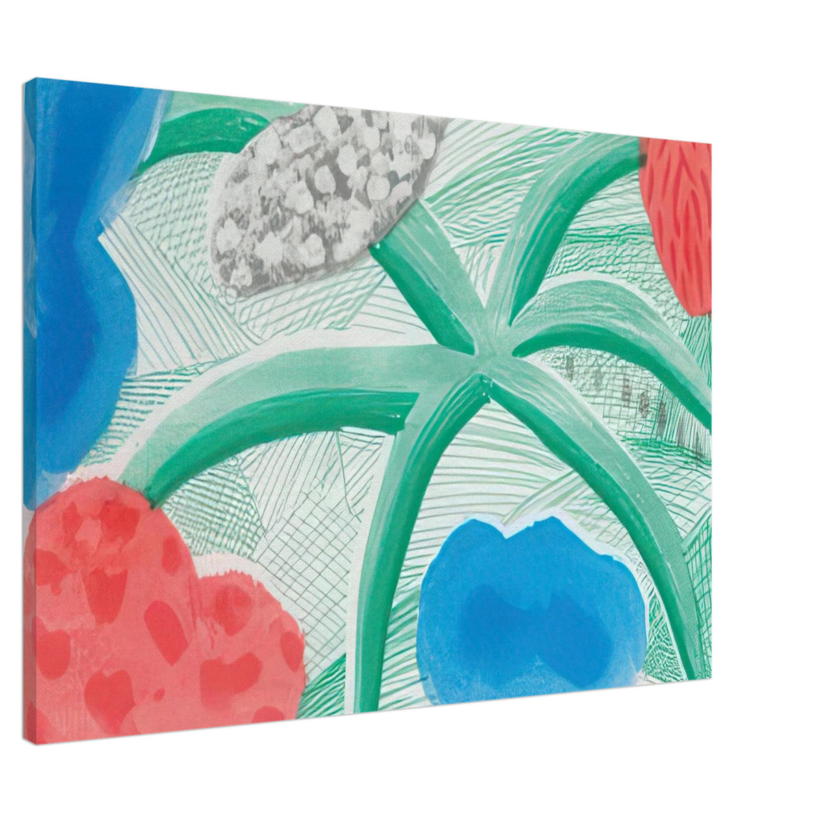 David Hockney canvas print of Landscape With A Plant, July 1986, associated with Hockney's experiments using colour-copy technology, size 30 × 45 cm (12 × 18 in).