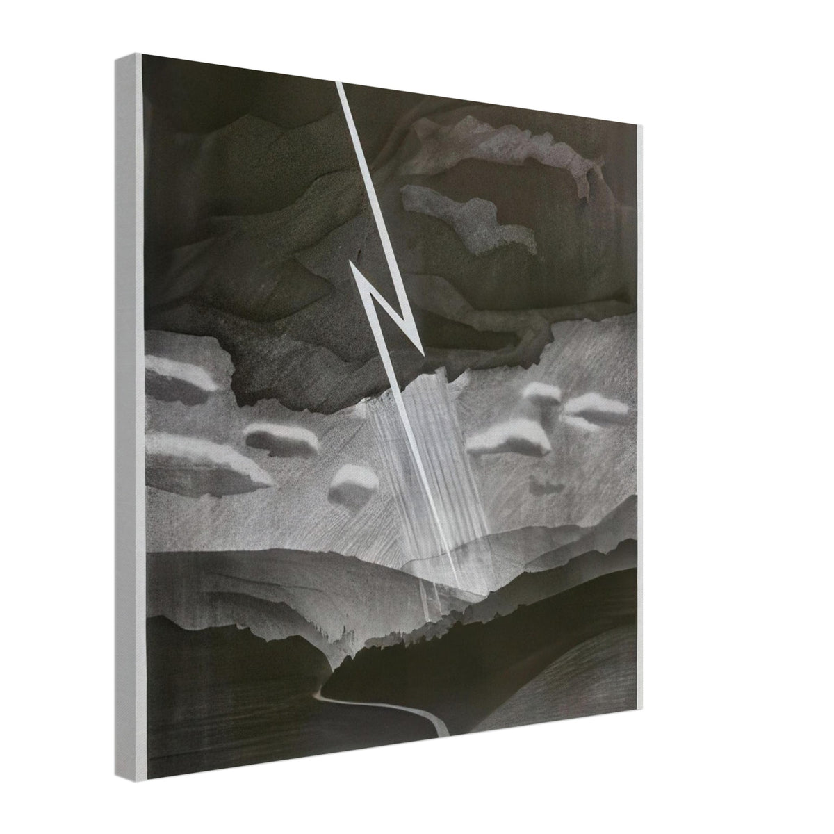 David Hockney, Lightning, monochrome valley beneath a thunderstorm, canvas print, 45 × 60 cm (18 × 24 in)