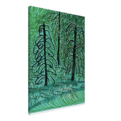 David Hockney, The Yosemite Suite, Yosemite mountains and lush green forests, canvas print, 60 × 75 cm (24 × 30 in)