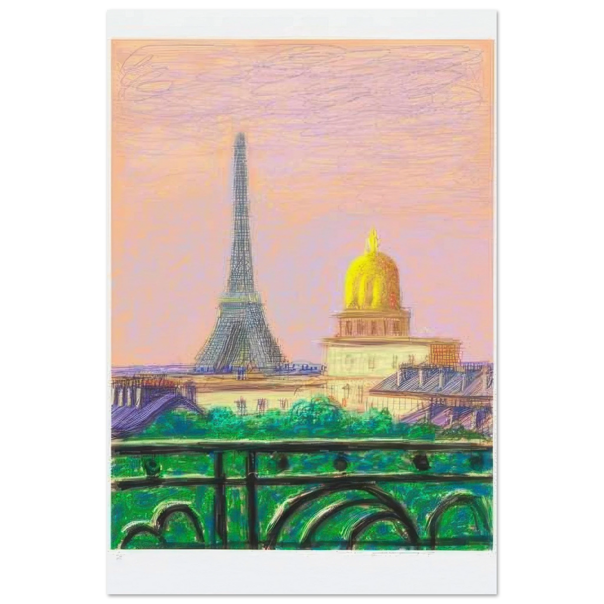 Eiffel Tower By Day - Signed Print by David Hockney Poster
