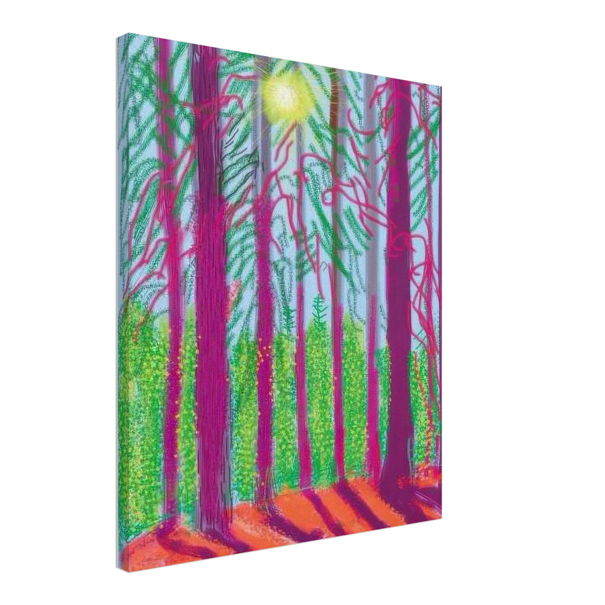 David Hockney, The Yosemite Suite, Yosemite mountains and lush green forests, canvas print, 27 × 35 cm (11 × 14 in)