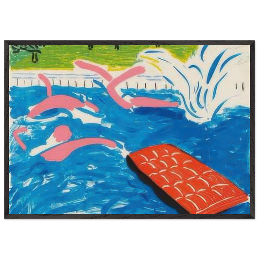 Afternoon Swimming by David Hockney 70x100 cm / 28x40″  inches Framed Art Print – Black Wooden Frame