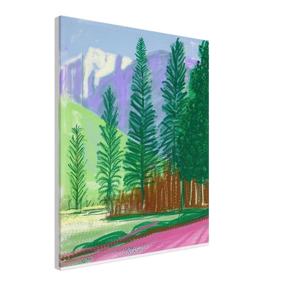 David Hockney, The Yosemite Suite, Yosemite mountains and lush green forests, canvas print, 50 × 60 cm (20 × 24 in)