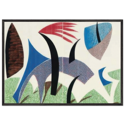 Diptychon by David Hockney 70x100 cm / 28x40″  inches Framed Art Print – Black Wooden Frame